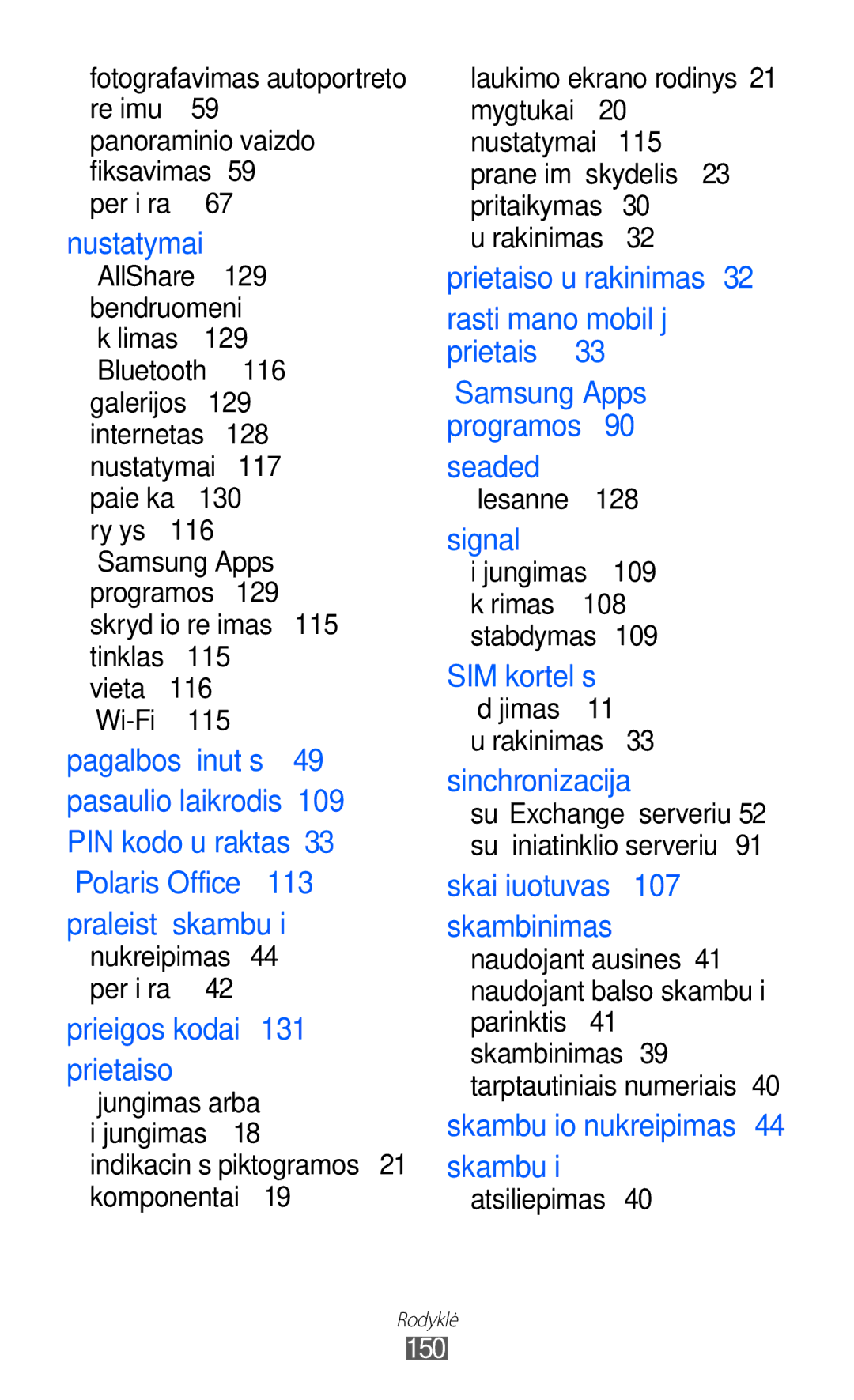 Samsung GT-S8600HKASEB manual Prietaiso užrakinimas  